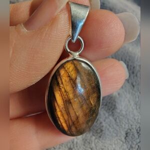 Oval Labradorite 925 sterling silver pendant